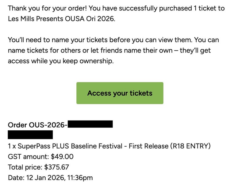 Otago Uni O week ticket LES MILLS PRESENTS OUSA ORI 2026 Carousel 2