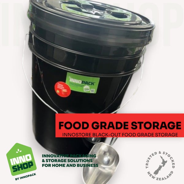INNOSTORE 20L BLACK-OUT STORAGE PAIL & GAMMA SEAL LID + 350ML ALUMINIUM SCOOP Carousel 1