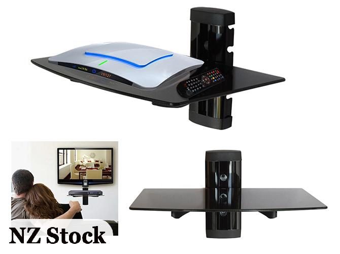 Stereo DVD Wall Bracket GLASS Wall Shelf 1 Tier Carousel 1