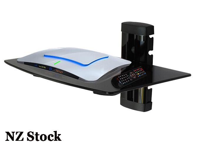 Stereo DVD Wall Bracket GLASS Wall Shelf 1 Tier Carousel 2