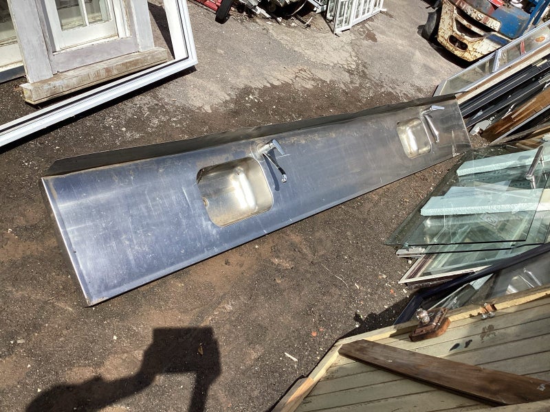 Stainless Steel Double Sink Bench - #5070. Carousel 1