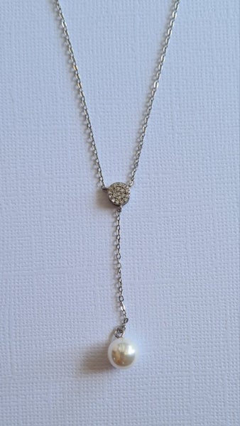 Stirling Silver Y-shaped Fresh Water Pearl Pendant Carousel 2