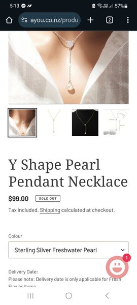 Stirling Silver Y-shaped Fresh Water Pearl Pendant Carousel 6