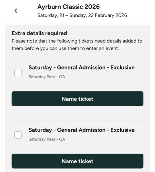 Ayrburn Classic Tickets x2 Sat 21 Feb Carousel 3