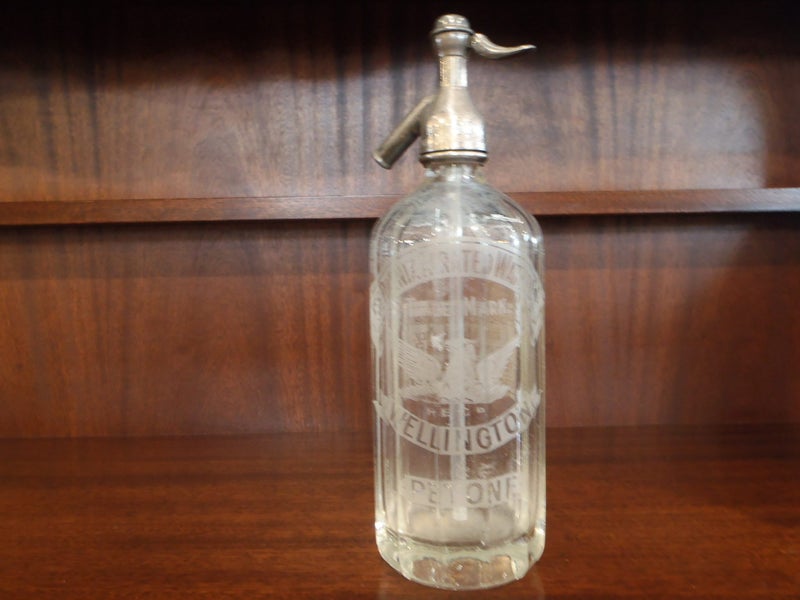 Glass Soda Syphon, Phoenix Aerated Water Co, Wellington & Petone Carousel 1