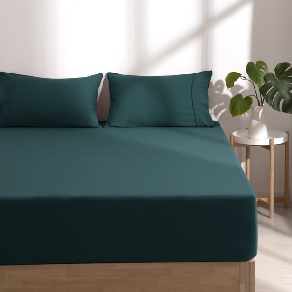 Dreamaker Superfine Washed Microfibre Combo Fitted Sheet Set Teal King Single Carousel 1
