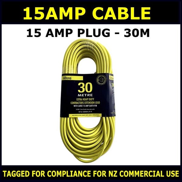 30MTR 15AMP HEAVY DUTY EXTENSION CORD 15 AMP PLUGS Carousel 2