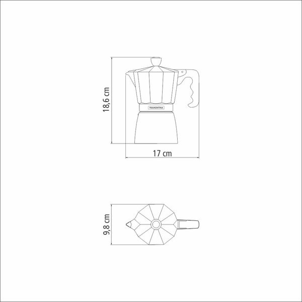 Tramontina Italian Espresso Coffee Maker Black 320ml, 6 Cup Carousel 6