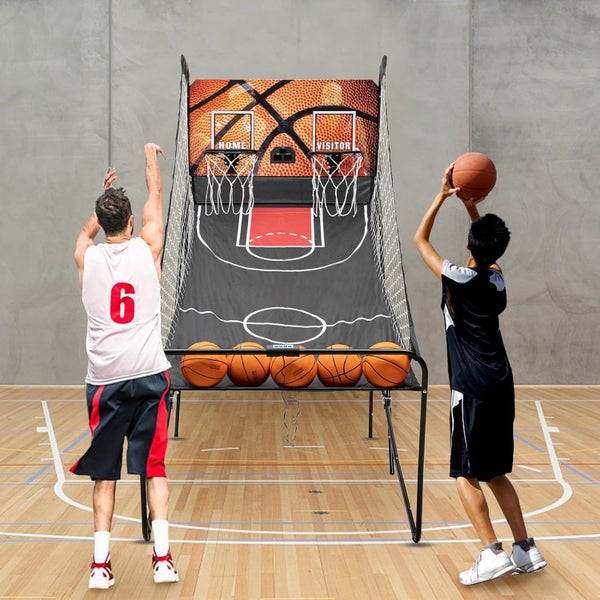 Dual Shot Arcade Basketball Game, 8 Modes Game with LED Electronic Scorer Timer Carousel 2