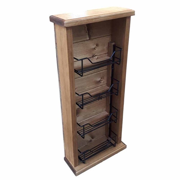 French Country Timber Wooden Spice Rack Tall Skinny Insert Handmade Carousel 1