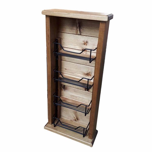 French Country Timber Wooden Spice Rack Tall Skinny Insert Handmade Carousel 2
