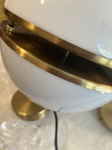 Striking Perspex and brass ball pendant lights x2 Carousel 2