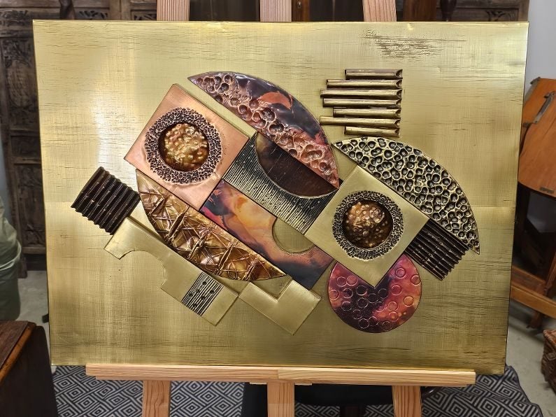 1970's Stephen Chun (Hong Kong) Brutalist Wall Sculpture in Mixed Metals. Carousel 5