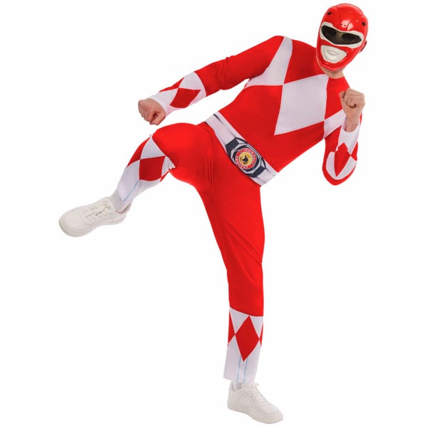 Red Ranger Deluxe Power Rangers Superhero Fancy Dress Up Adult Mens Costume Carousel 5