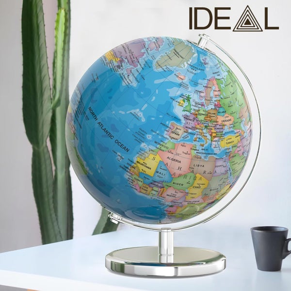 25cm Rotating LED World Globe – Educational Desk Globe with Light & USB Power Carousel 1
