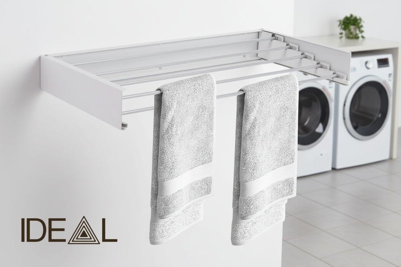 Wall Mounted Drying Rack Clothes Airer Laundry Indoor Outdoor Folding White Carousel 1