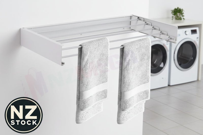 Wall Mounted Drying Rack Clothes Airer Laundry Indoor Outdoor Folding White Carousel 2