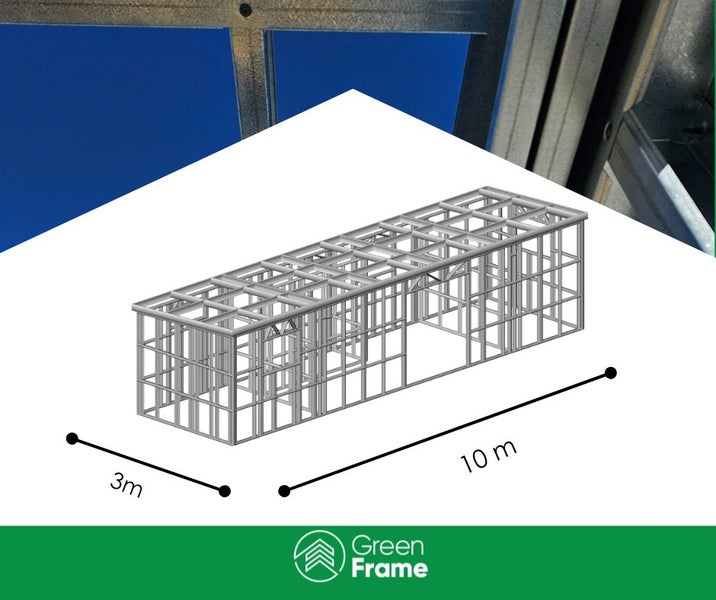 3x10m Green Frame Steel Kitset – Cabin Frame Carousel 1