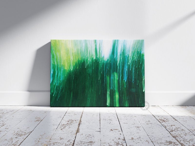 Abstract Green Light Trails On Canvas | 30x45cm | NZ Photographer Carousel 1