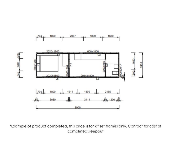 8 x 2.4m Green Frame Steel Kitset – Tiny Home Carousel 2
