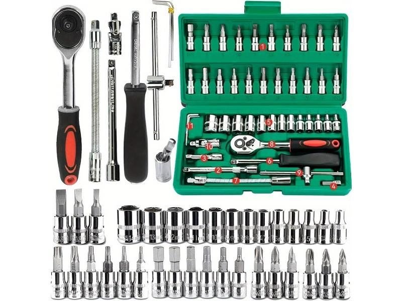 46pc 1/4 Inch Drive Socket Set For Auto Repair Carousel 1