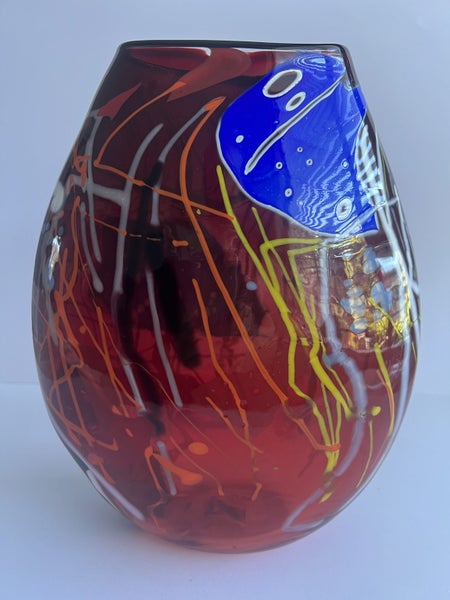 Keith Mahy New Zealand - Art Glass large vase Carousel 1