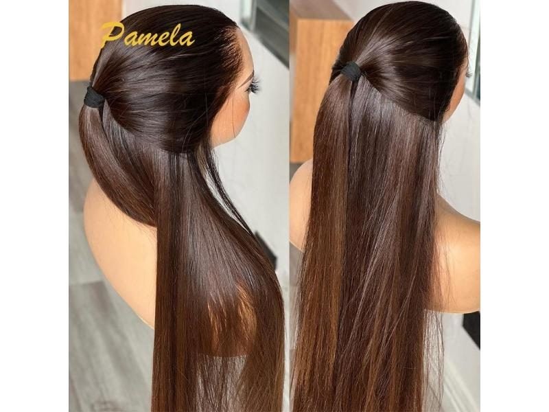 13x6 HD Lace Frontal Ombre Brown Glueless Human Hair Wig Carousel 1