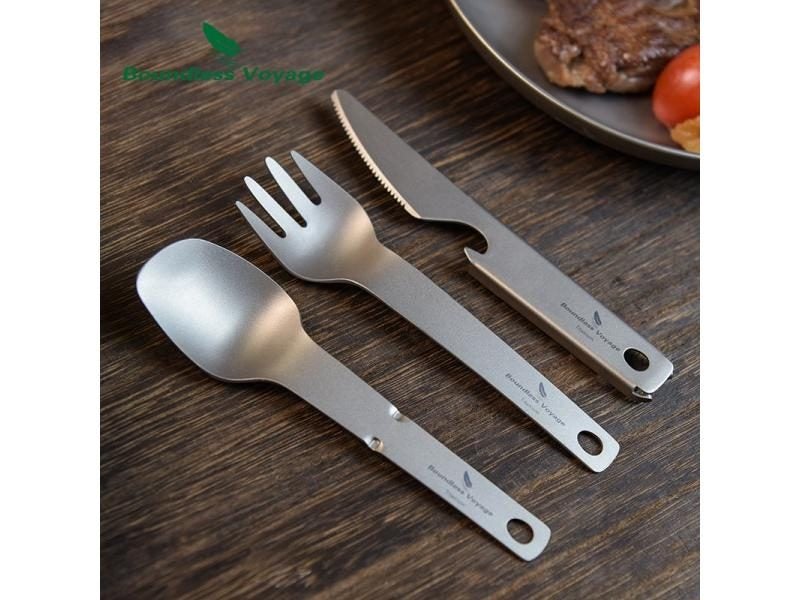 Titanium Tableware Set With Bottle Opener For Camping Carousel 1