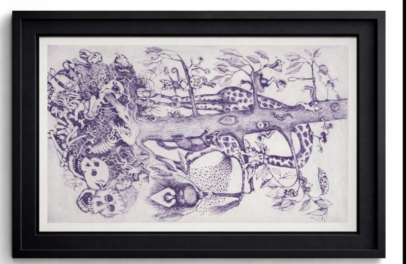 RARE FOSSIL 2025 ORIGINAL PEN WORK ON CANVAS – First Release Carousel 1