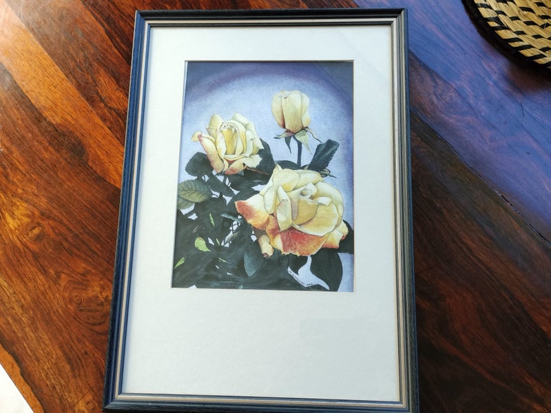 Original 1994 Watercolour Painting of Roses by M Schollum Carousel 1