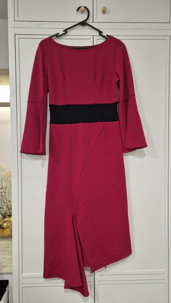 Red stretch dress - flared sleeves, flattering waistband Carousel 2