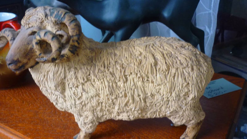 AMAZING POTTERY HORNED SHEEP Carousel 6