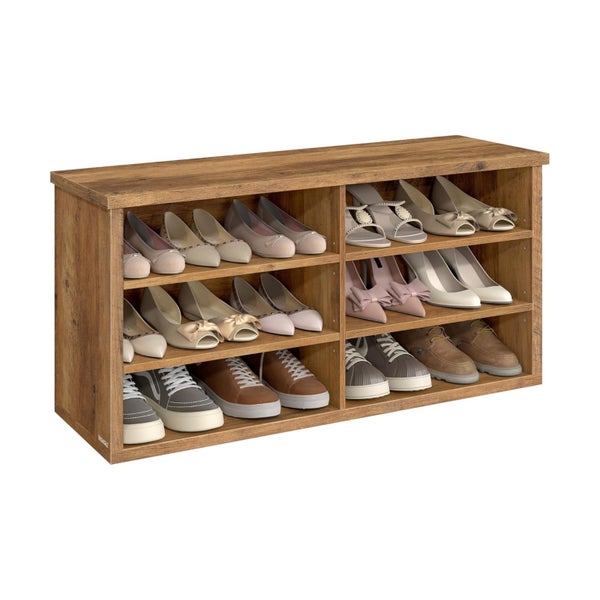 Karla 6-Compartment Shoe Bench - Honey Brown Carousel 1