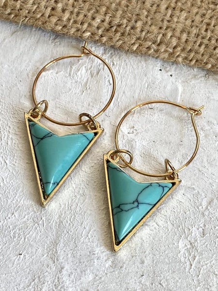 Arizona Nights Turquoise Howlite Geo Hoop Earrings Carousel 2