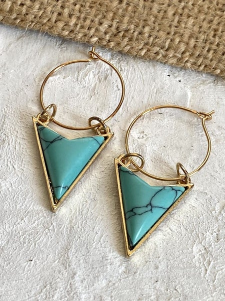Arizona Nights Turquoise Howlite Geo Hoop Earrings Carousel 4