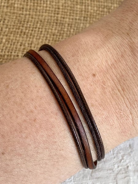 Mixed Leather Layered Earthy Bracelet Carousel 1