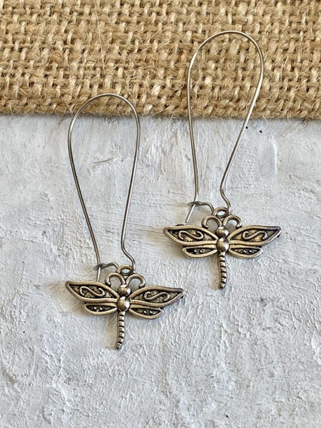 Gorgeous Dragonfly Pendant Earrings - Stainless Steel Hooks Carousel 3