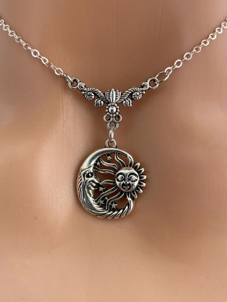 Sun Vs Moon Celestial Pendant Necklace Carousel 1