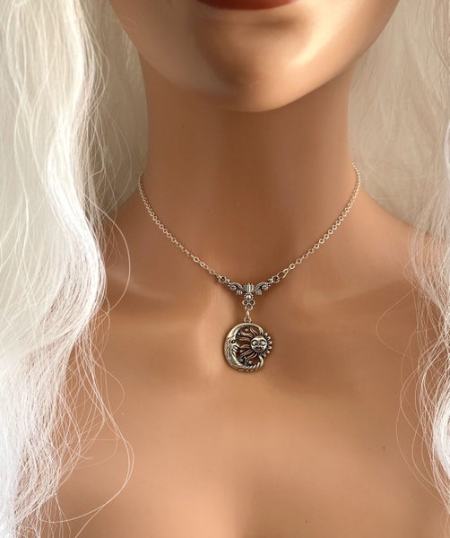 Sun Vs Moon Celestial Pendant Necklace Carousel 4