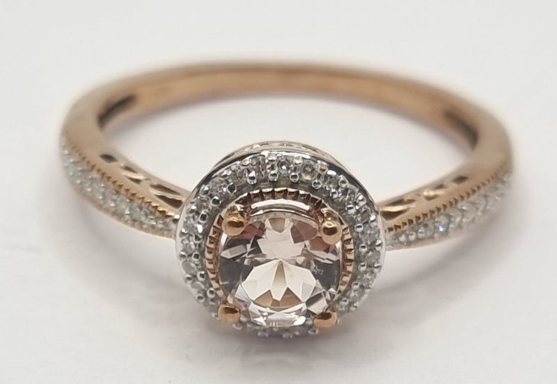 9CT RG CLEAR GEM STONE & DIAMOND DRESS RING #A18105719-1 Carousel 1