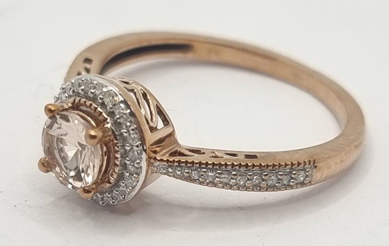 9CT RG CLEAR GEM STONE & DIAMOND DRESS RING #A18105719-1 Carousel 2