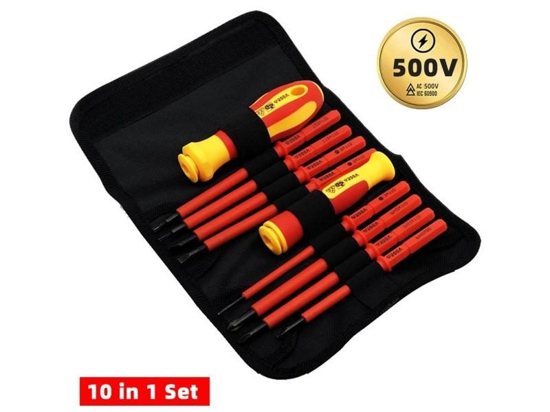 10Pcs VDE Insulated Screwdriver Set Magnetic 500V For Home And Pro Use Carousel 1