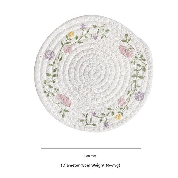 Elosung (Flowers) Cotton Rope Woven Placemats Set Of 5 18Cm Diameter Heat Resist Carousel 1