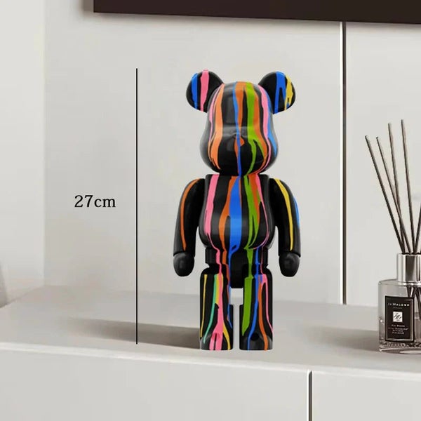 27Cm Graffiti Bear Statue Paint Block Decor Resin Desktop Ornaments Home Decorat Carousel 2