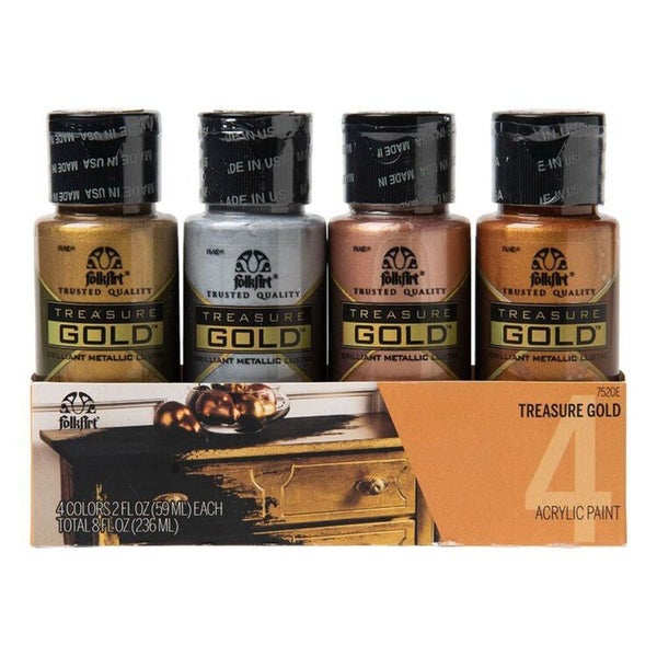 Folk Art Treasure Gold Paint Set Multicoloured Carousel 1