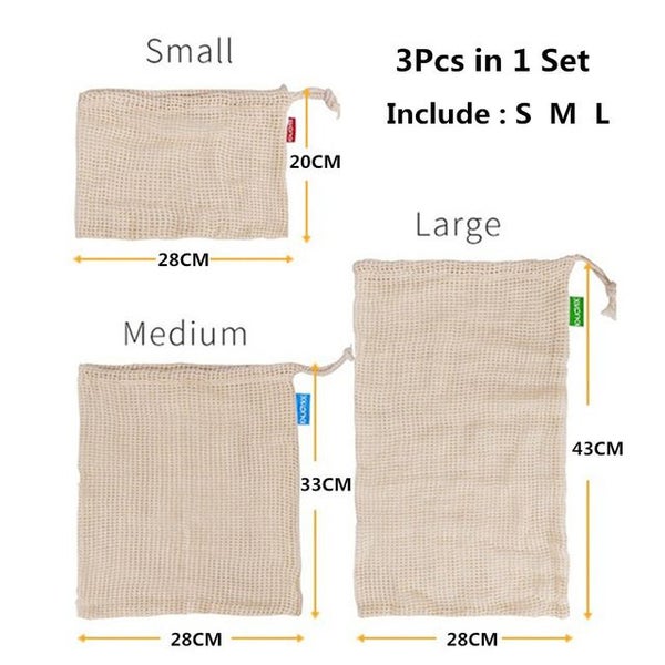 Organic Reusable Cotton Mesh Produce Bags for Vege's & Fruit - 3 Sizes Available Carousel 10