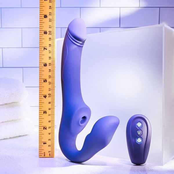 Evolved 2 Become 1 Purple 23.5 Cm Usb Rechargeable Strapless On With Remote Carousel 2