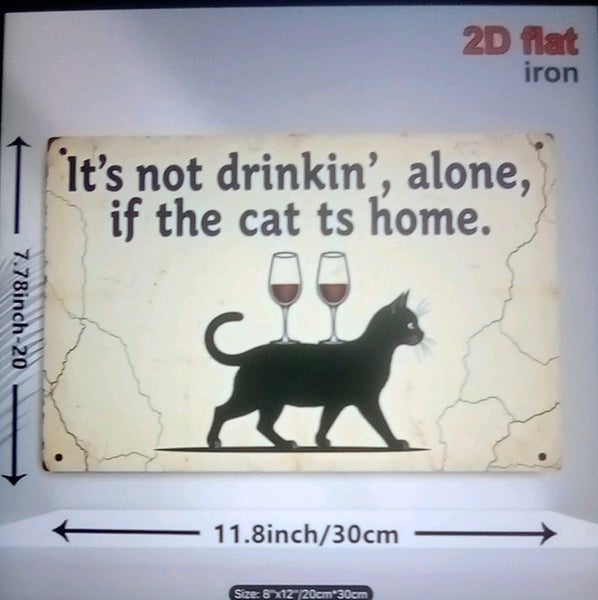 THE CATTAGE - Funny Cat Tin Sign Perfect For The Serious Wine Connoisseur Carousel 2