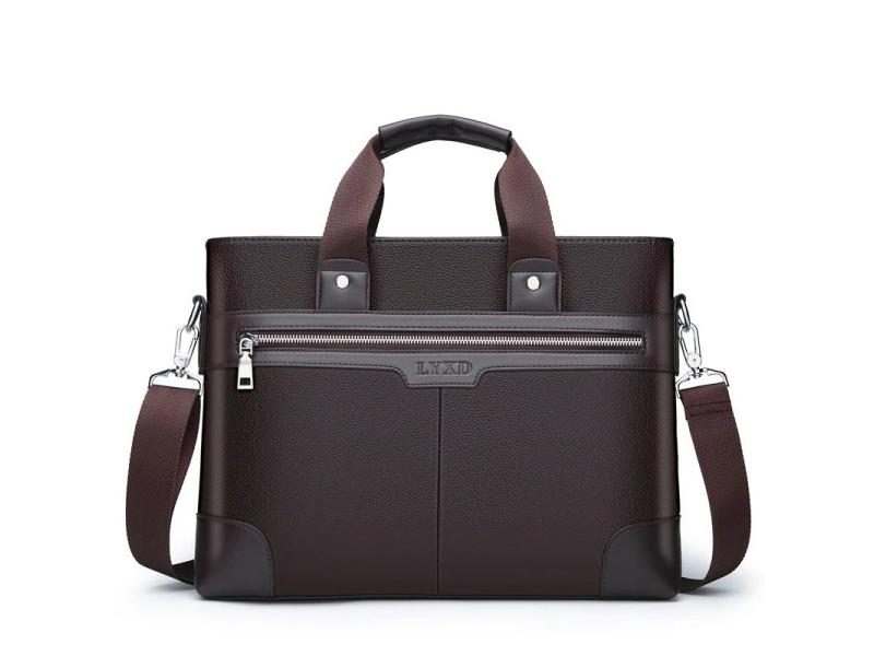 PU Leather Laptop Briefcase For Men A4 Documents Shoulder Tote Carousel 1