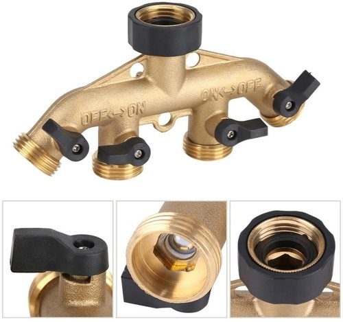 Brass 4 Way Garden Hose Tap Connector Adapter Garden Irrigation Carousel 2